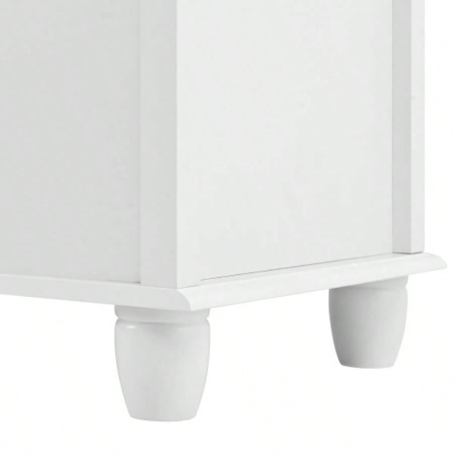 White Dresser with 5 Drawers, Tall Chest of Drawers, 5 Drawer Dresser with Deep Space, Wood Storage Cabinet Living Room, Hallway, Office, White