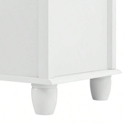 White Dresser with 5 Drawers, Tall Chest of Drawers, 5 Drawer Dresser with Deep Space, Wood Storage Cabinet Living Room, Hallway, Office, White