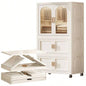 25.59 Side Wide Folding Wardrobe, 25.5915.7557.09, with Magnetic Door, Plastic Storage Cabinet with Wheels one layer of wardrobe+ two layers of folding boxes+10 hangers