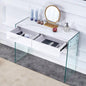 White MDF minimalist dresser, desk, desktop computer desk, with double drawer storage space, simple home, various styles of home environment.
