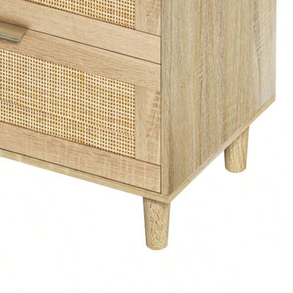 51 Rattan Dresser with Drawers, 6 Drawer Dresser Bedroom, Clothes Storage Cabinet Bedroom, Metal HandleWood Hallway, Living Room, Bedroom, Natural