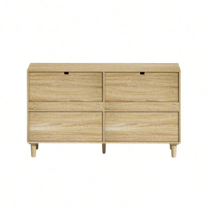 51 Rattan Dresser with Drawers, 6 Drawer Dresser Bedroom, Clothes Storage Cabinet Bedroom, Metal HandleWood Hallway, Living Room, Bedroom, Natural