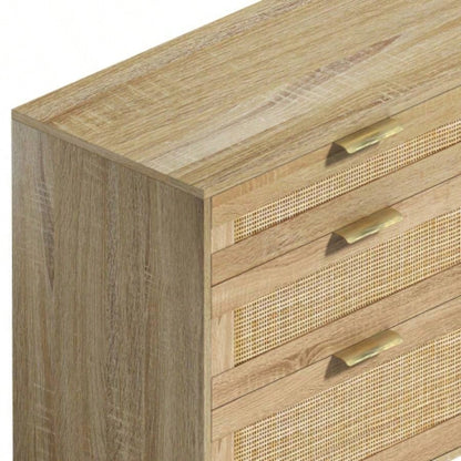 51 Rattan Dresser with Drawers, 6 Drawer Dresser Bedroom, Clothes Storage Cabinet Bedroom, Metal HandleWood Hallway, Living Room, Bedroom, Natural