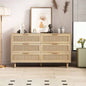 51 Rattan Dresser with Drawers, 6 Drawer Dresser Bedroom, Clothes Storage Cabinet Bedroom, Metal HandleWood Hallway, Living Room, Bedroom, Natural
