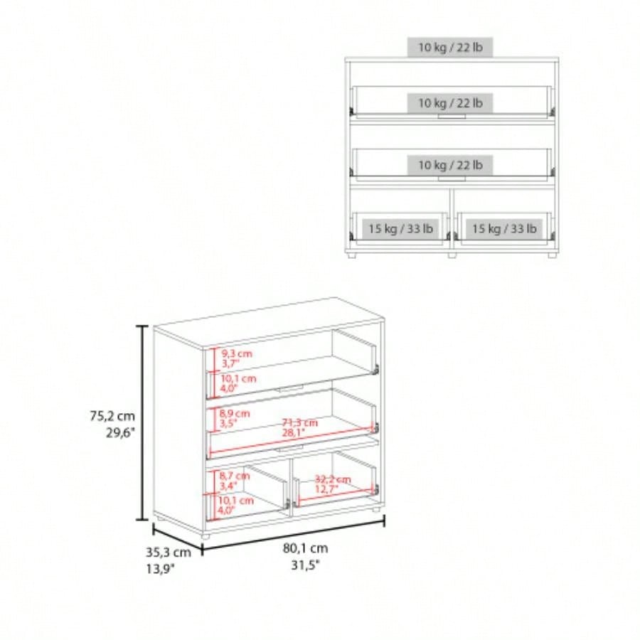 Dresser, 4 Drawers, 4, White