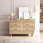 51 Rattan Dresser with Drawers, 6 Drawer Dresser Bedroom, Clothes Storage Cabinet Bedroom, Metal HandleWood Hallway, Living Room, Bedroom, Natural