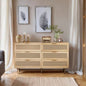 51 Rattan Dresser with Drawers, 6 Drawer Dresser Bedroom, Clothes Storage Cabinet Bedroom, Metal HandleWood Hallway, Living Room, Bedroom, Natural