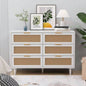 51 Rattan Dresser with Drawers, 6 Drawer Dresser Bedroom, Clothes Storage Cabinet Bedroom, Metal HandleWood Hallway, Living Room, Bedroom, Natural