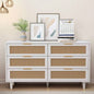 51 Rattan Dresser with Drawers, 6 Drawer Dresser Bedroom, Clothes Storage Cabinet Bedroom, Metal HandleWood Hallway, Living Room, Bedroom, Natural