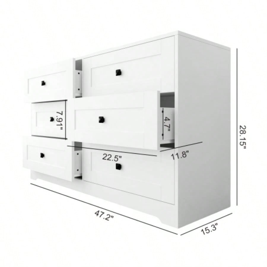 Chest Of Drawer with 6 drawers white color farm door