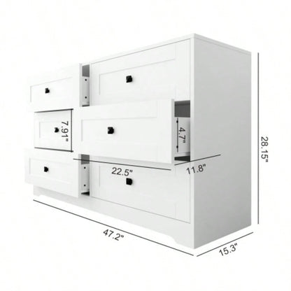 Chest Of Drawer with 6 drawers white color farm door
