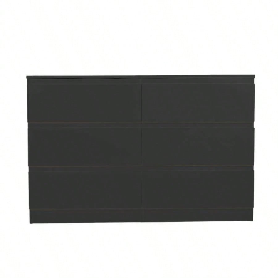 6 Drawer Black Dresser, Modern Bedroom Dresser with Spacious Countertop, Wood Storage Cabinet with Concealed Handles 6 Deep Drawers Bedroom, Living Room, Entryway, 15. Dx 47.2x 30.9 H