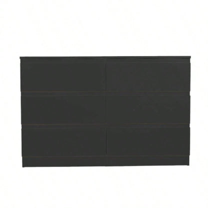 6 Drawer Black Dresser, Modern Bedroom Dresser with Spacious Countertop, Wood Storage Cabinet with Concealed Handles 6 Deep Drawers Bedroom, Living Room, Entryway, 15. Dx 47.2x 30.9 H
