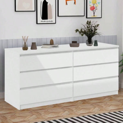 6 Drawer Double Dresser Bedroom Living Room Hallway, white
