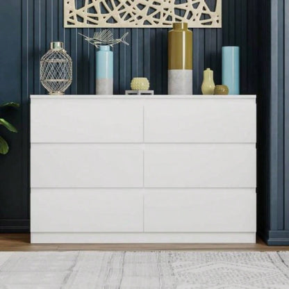 6 Drawer Double Dresser Bedroom Living Room Hallway, white