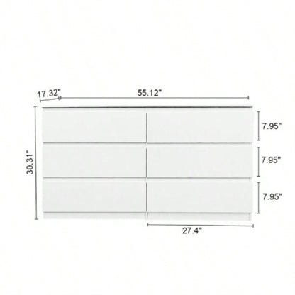 6 Drawer Double Dresser Bedroom Living Room Hallway, white
