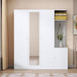 4 - Door Wardrobe with Shelves, Drawers, and Full - Length Mirror, White