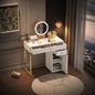 31.5 Makeup Vanity Desk with Lighted Mirror, Luxury Dressing Table with 2 Drawers and 1 Cabinet, 3 Lighting Modes Available Bedroom, White - Gold