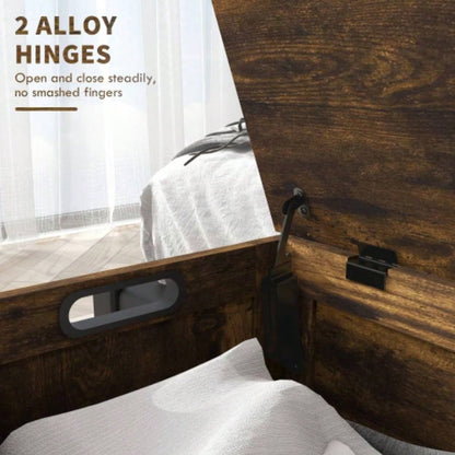 HOMCOM 39.4 Storage Chest/ 2 Safety Hinges, Wooden Box, Rustic Brown