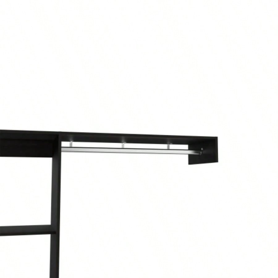 Hybrid Closet System, Five Open Shelves, One Drawer, Metal Rod