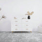 High Glossy Surface 6 Drawers Chest of Drawer with Golden Handle and Golden Steel White Color Vanity