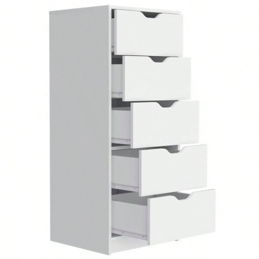 Dresser Kamran, Five Drawer Narrows, White