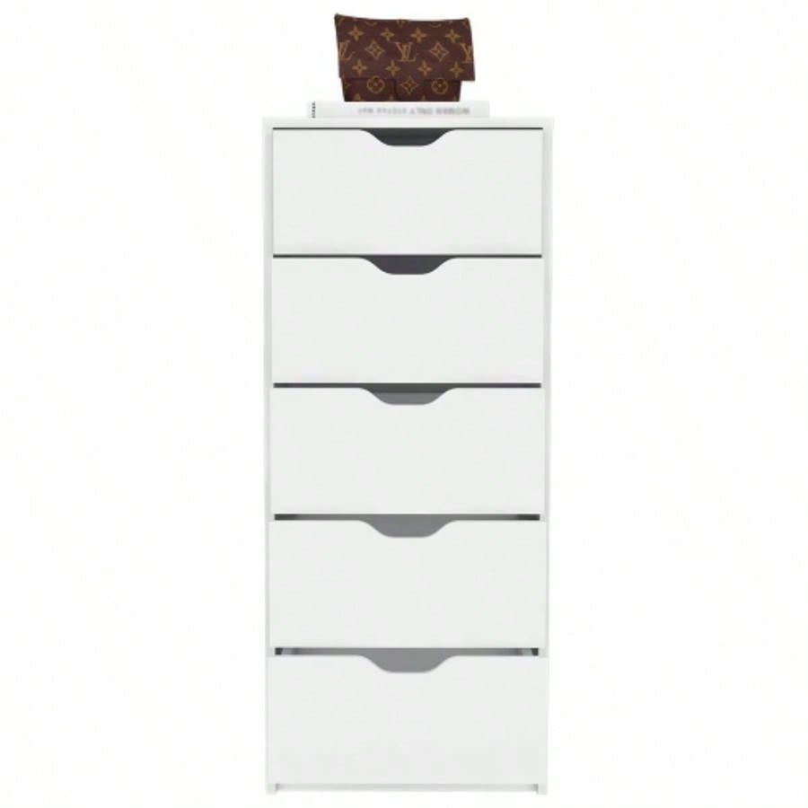 Dresser Kamran, Five Drawer Narrows, White