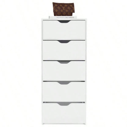 Dresser Kamran, Five Drawer Narrows, White