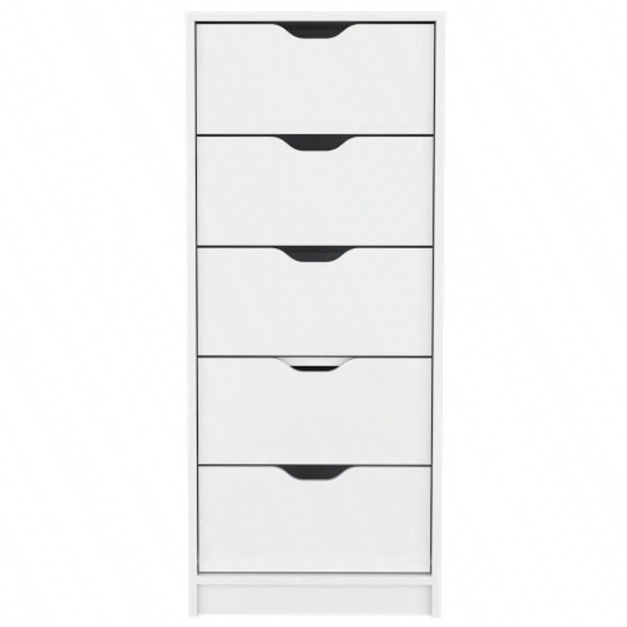 Dresser Kamran, Five Drawer Narrows, White