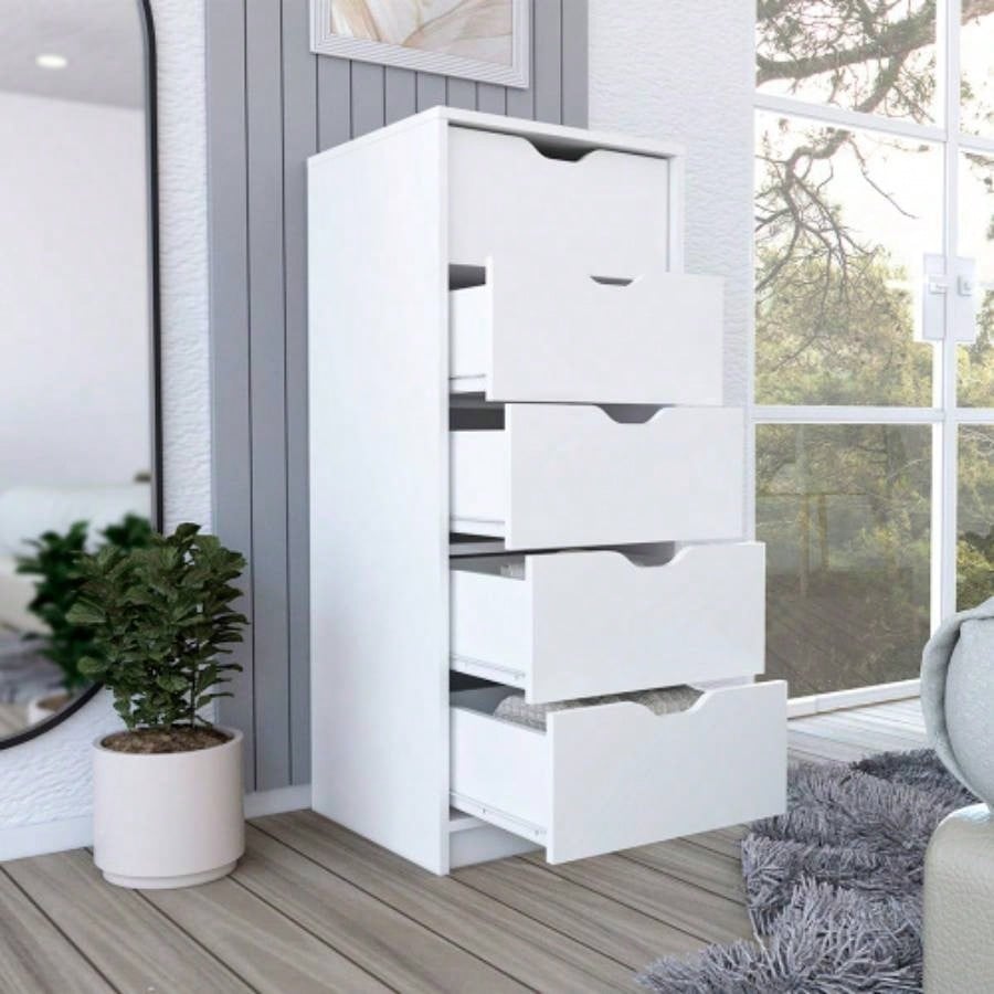 Dresser Kamran, Five Drawer Narrows, White