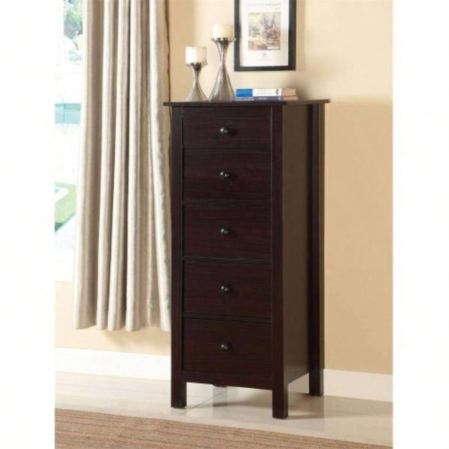 Transitional Espresso Compact Design 5 - Drawer Chest Bedroom/ Small Living Space Chest of drawers