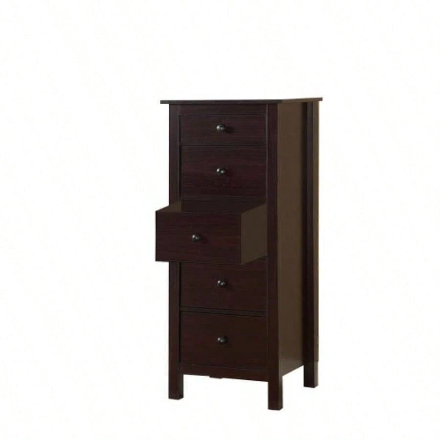 Transitional Espresso Compact Design 5 - Drawer Chest Bedroom/ Small Living Space Chest of drawers
