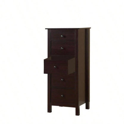 Transitional Espresso Compact Design 5 - Drawer Chest Bedroom/ Small Living Space Chest of drawers