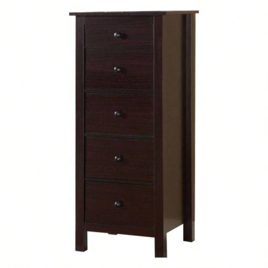 Transitional Espresso Compact Design 5 - Drawer Chest Bedroom/ Small Living Space Chest of drawers