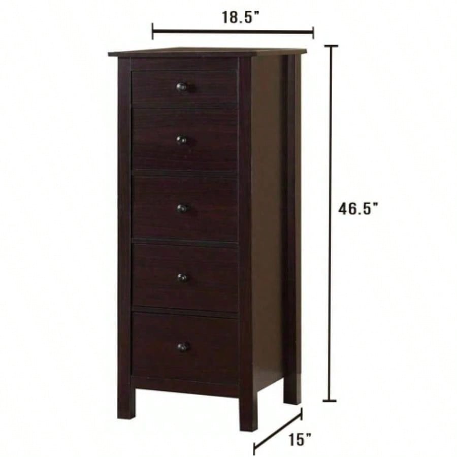 Transitional Espresso Compact Design 5 - Drawer Chest Bedroom/ Small Living Space Chest of drawers
