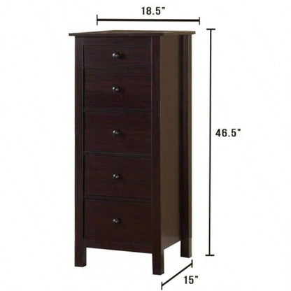 Transitional Espresso Compact Design 5 - Drawer Chest Bedroom/ Small Living Space Chest of drawers