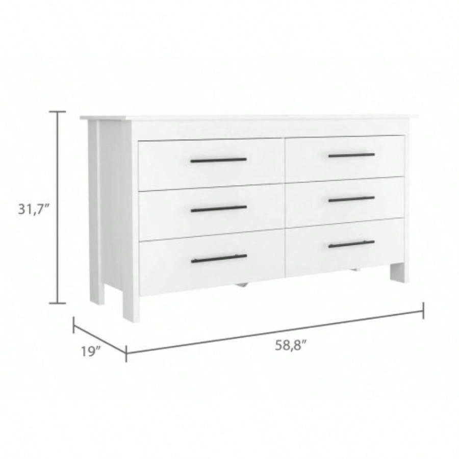 Southington 6 - Drawer Rectangle Dresser White