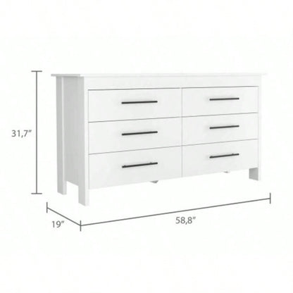 Southington 6 - Drawer Rectangle Dresser White