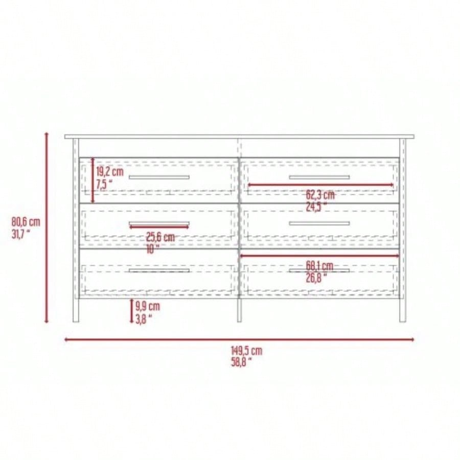 Southington 6 - Drawer Rectangle Dresser White