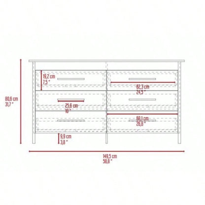 Southington 6 - Drawer Rectangle Dresser White