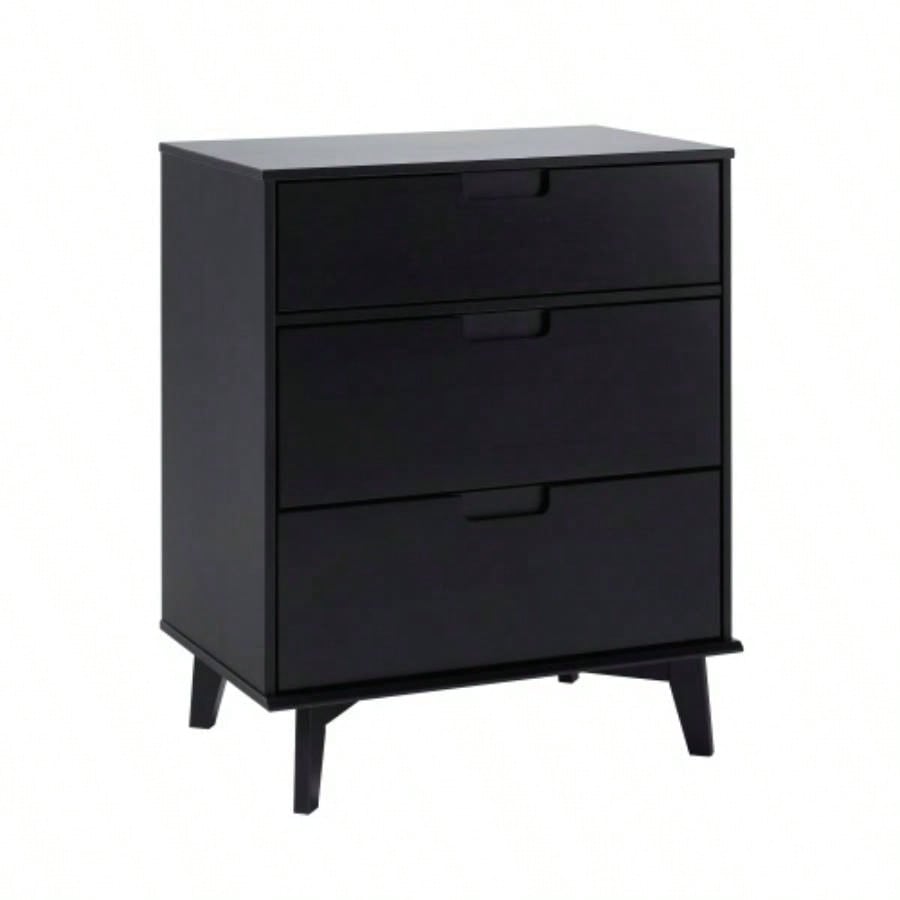 Mid - Modern Solid Wood 3 - Drawer Dresser - Black