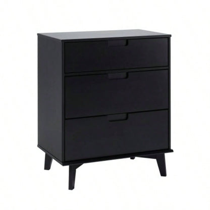 Mid - Modern Solid Wood 3 - Drawer Dresser - Black
