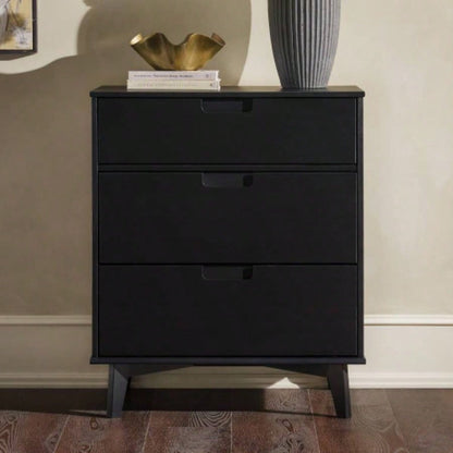 Mid - Modern Solid Wood 3 - Drawer Dresser - Black