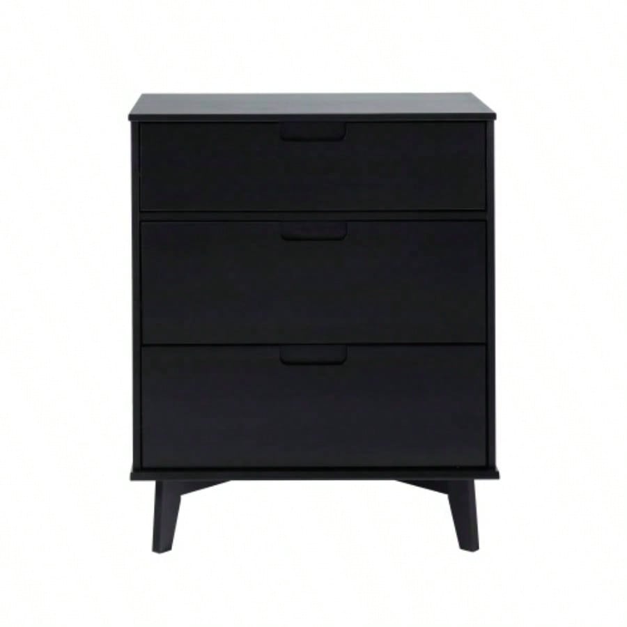 Mid - Modern Solid Wood 3 - Drawer Dresser - Black