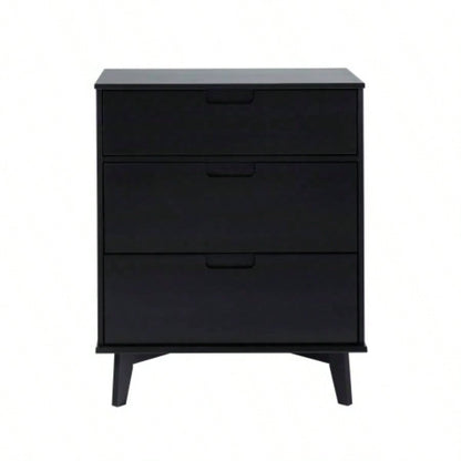 Mid - Modern Solid Wood 3 - Drawer Dresser - Black