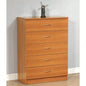 Five drawer chest Metal handles Metal Glide rails Light Cherry color
