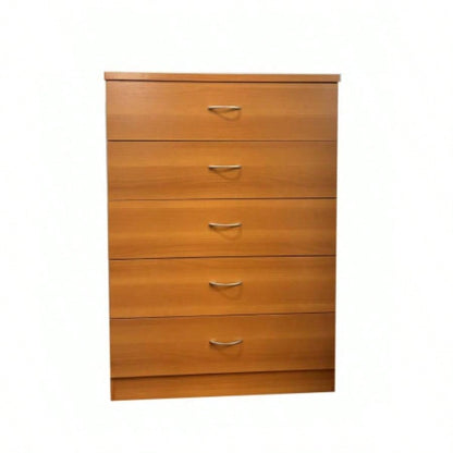 Five drawer chest Metal handles Metal Glide rails Light Cherry color