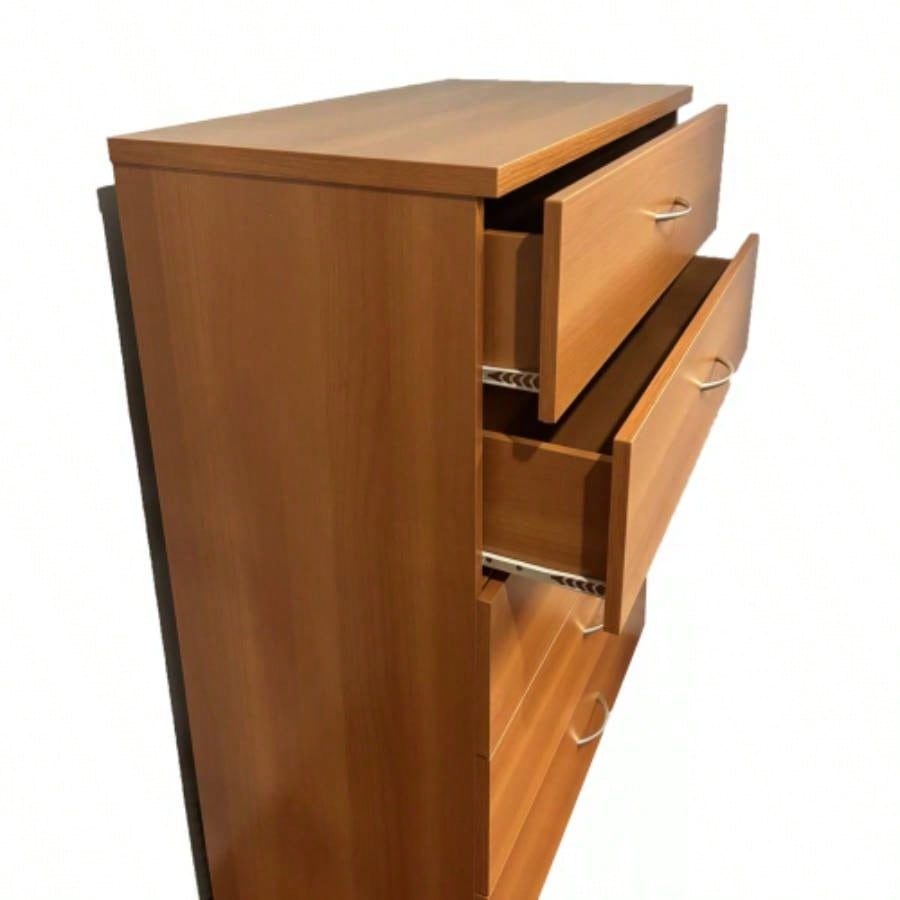 Five drawer chest Metal handles Metal Glide rails Light Cherry color