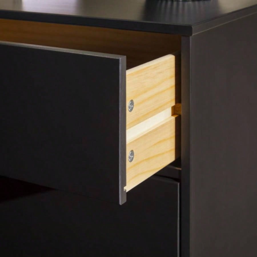 Mid - Modern Solid Wood 3 - Drawer Dresser - Black