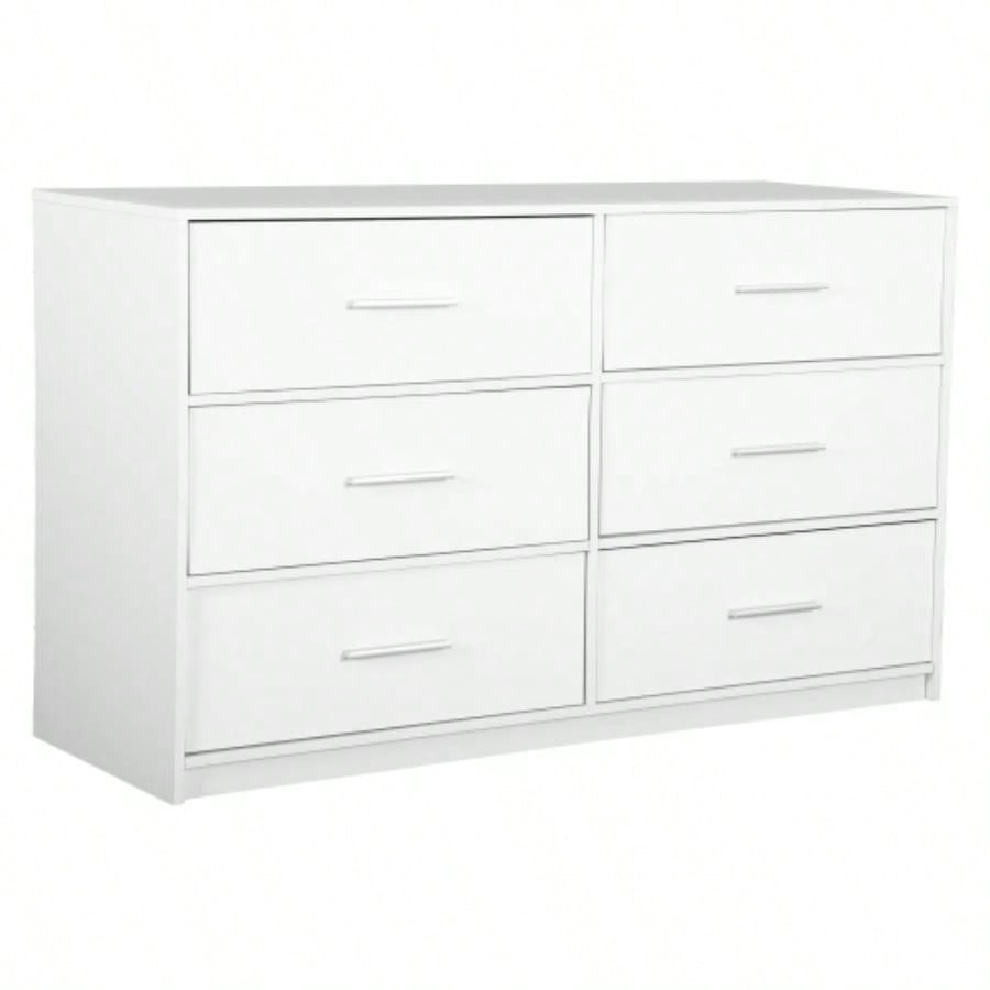 6 - Drawer Dresser with Large Fabric Drawers, White